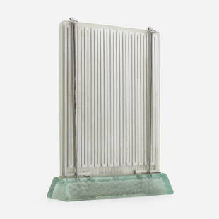 Rene-Andre Coulon, Radiaver electric radiator: Rene-Andre Coulon Radiaver electric radiator Saint-GobainFrance, 1937tempered and molded glass, chrome-plated steel 23 h x 17 w x 5.125 d in (58 x 43 x 13 cm) This design was showcased i