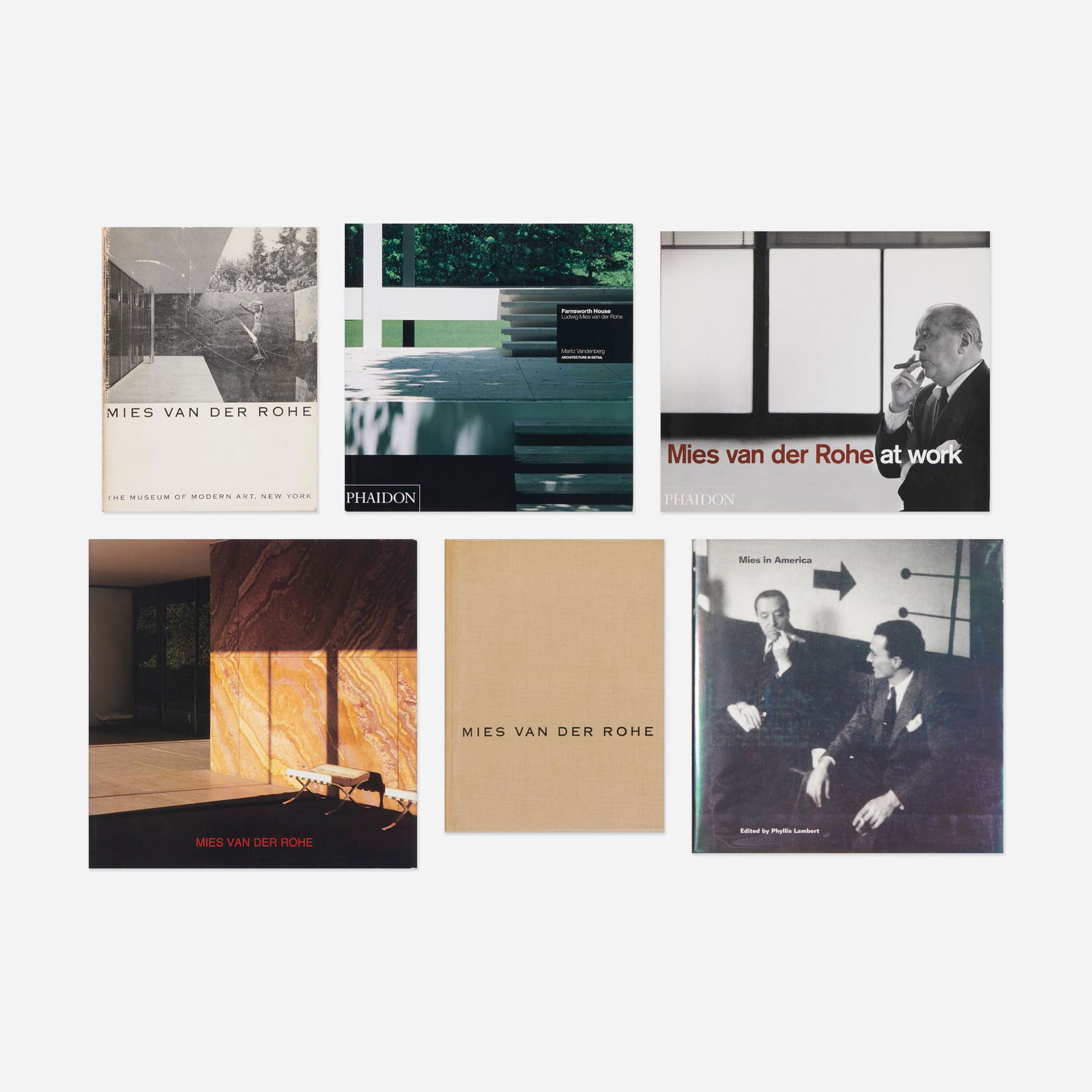 Mies van der Rohe monographs, six: Mies van der Rohe monographs, six Complete Lot Details Mies van der Rohe Philip C. Johnson, The Museum of Modern Art, New York, New York, 1947. 207 pages, Softcover. Mies van der Rohe