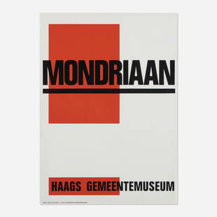 Paul Schuitema,Mondriaan poster: Paul Schuitema Haags Gemeentemuseum Mondriaan poster 1972offset lithograph in colors sight: 21.24 h x 15.375 w in (54 x 39 cm) This work will ship from Chicago, Illinois.