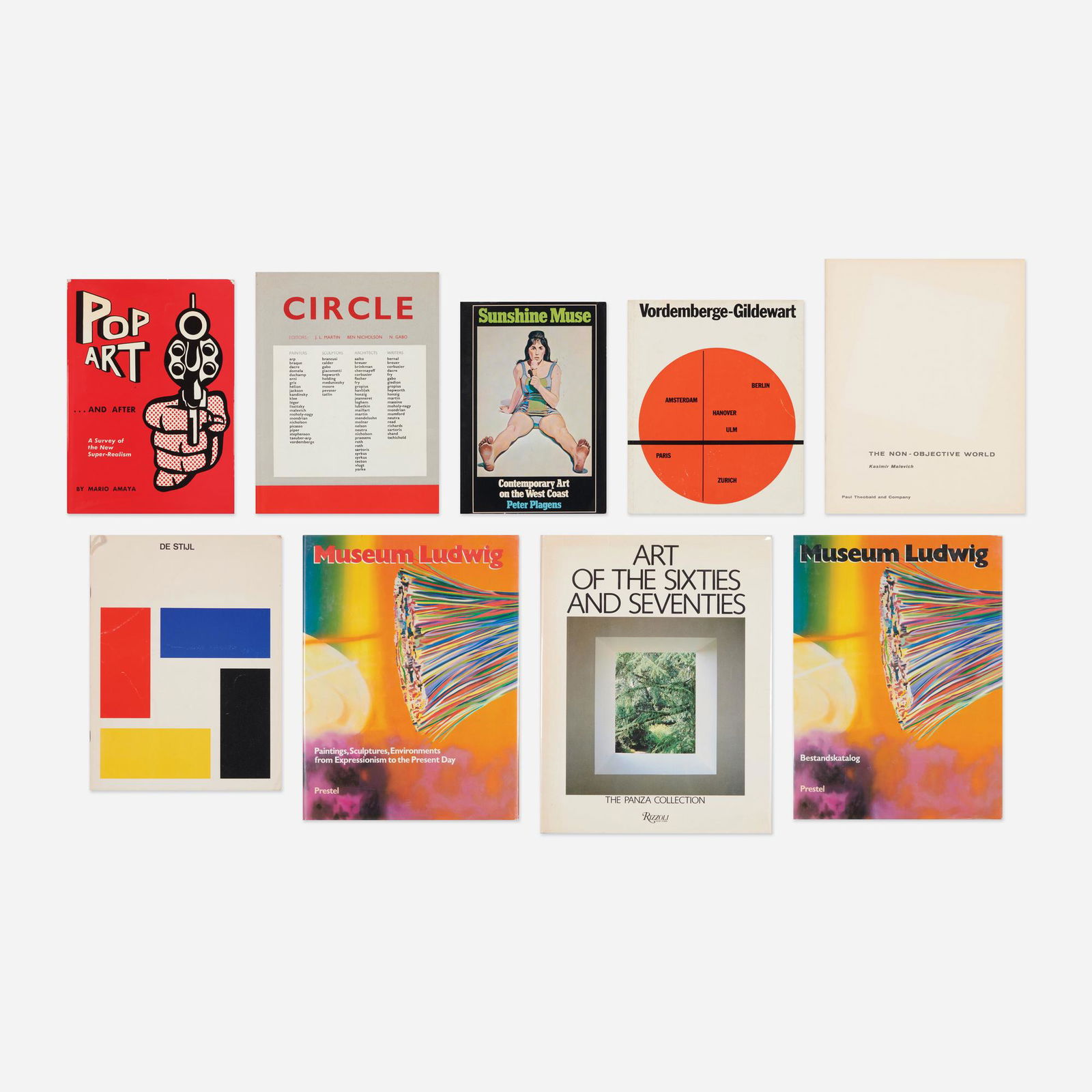 Modern Art surveys, nine: Modern Art surveys, nine Complete Lot Details Sunshine Muse: Contemporary Art on the West Coast Peter Plagens, Praeger Publishers, New York / Washington, 1974. 200 pages, Softcover. Pop Ar