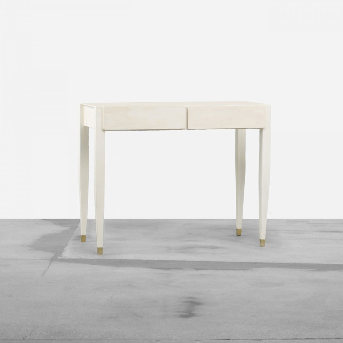 Gio Ponti and Cristina Longo customized console: Gio Ponti and Cristina Longo customized console Giordano Chiesa Italy, 1953/2005 lacquered Italian walnut, brass 37.25 w x 18.25 d x 30 h inches Sold with a copy of a letter of authentication from Lis