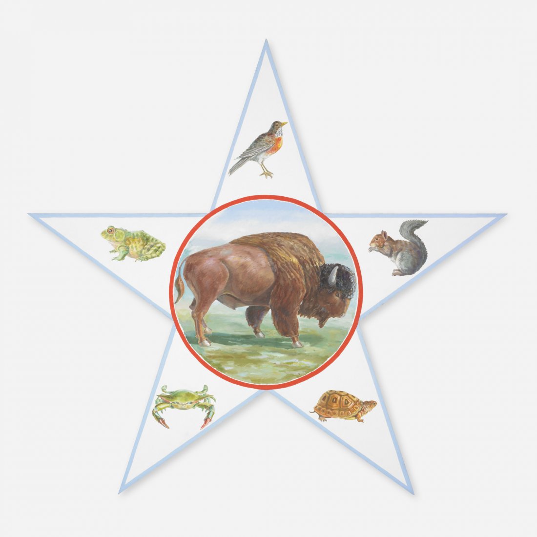 Don Nice Buffalo from the American Star Series: Don Nice Buffalo from the American Star Series USA, 1982 oil on linen 84 h x 87.75 w inches Signed, titled and dated to reverse 'America Star Series 'Buffalo' 1982 Nice'. Provenance: Nancy Hoffman Gal