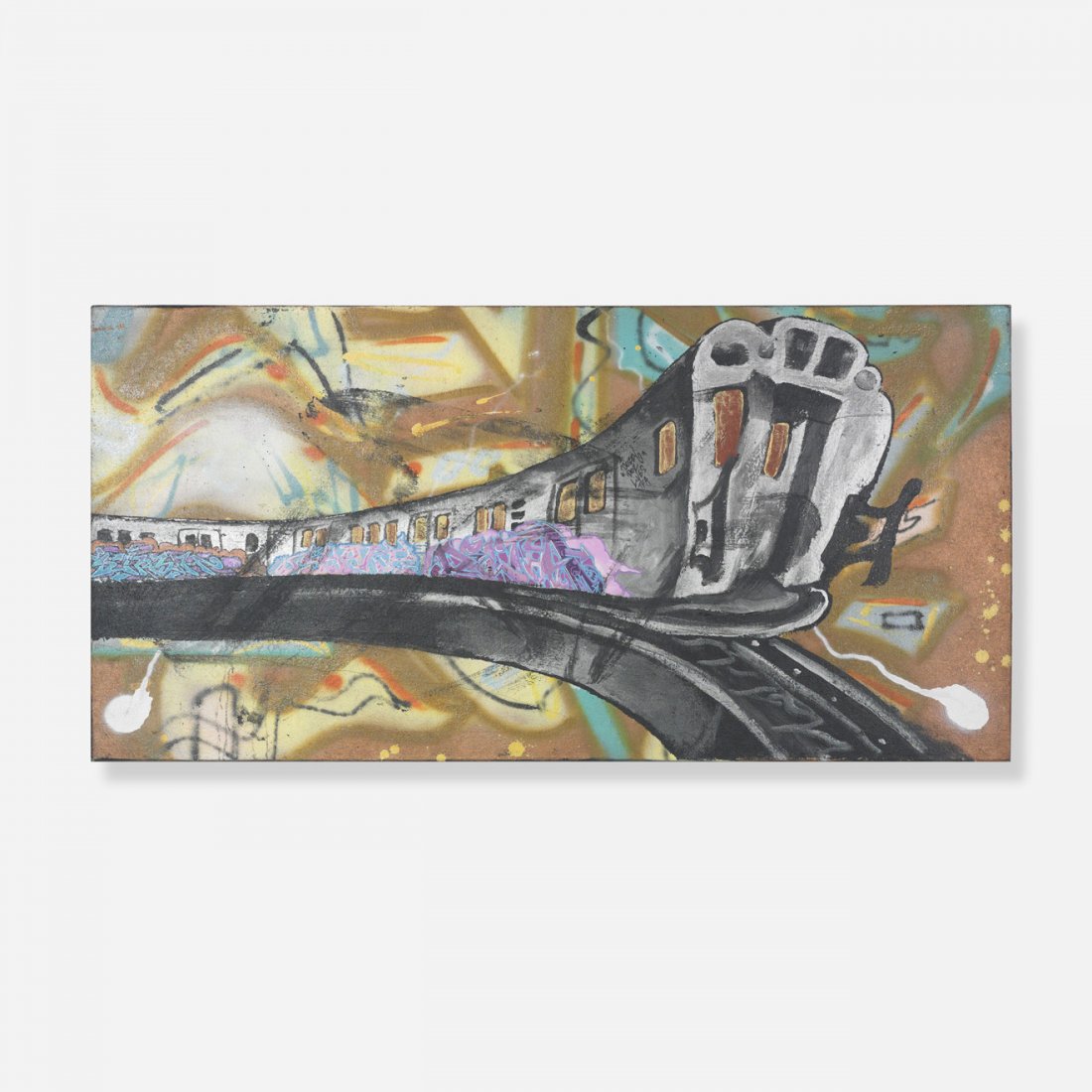 Sharp (Aaron Goodstone) untitled (NYC train): Sharp (Aaron Goodstone) untitled (NYC train) USA, c. 1985 spraypaint and acrylic on canvas 24 h x 48 w inches Provenance: Estate of Martin Wong | Peter Broda, New York | Private collection