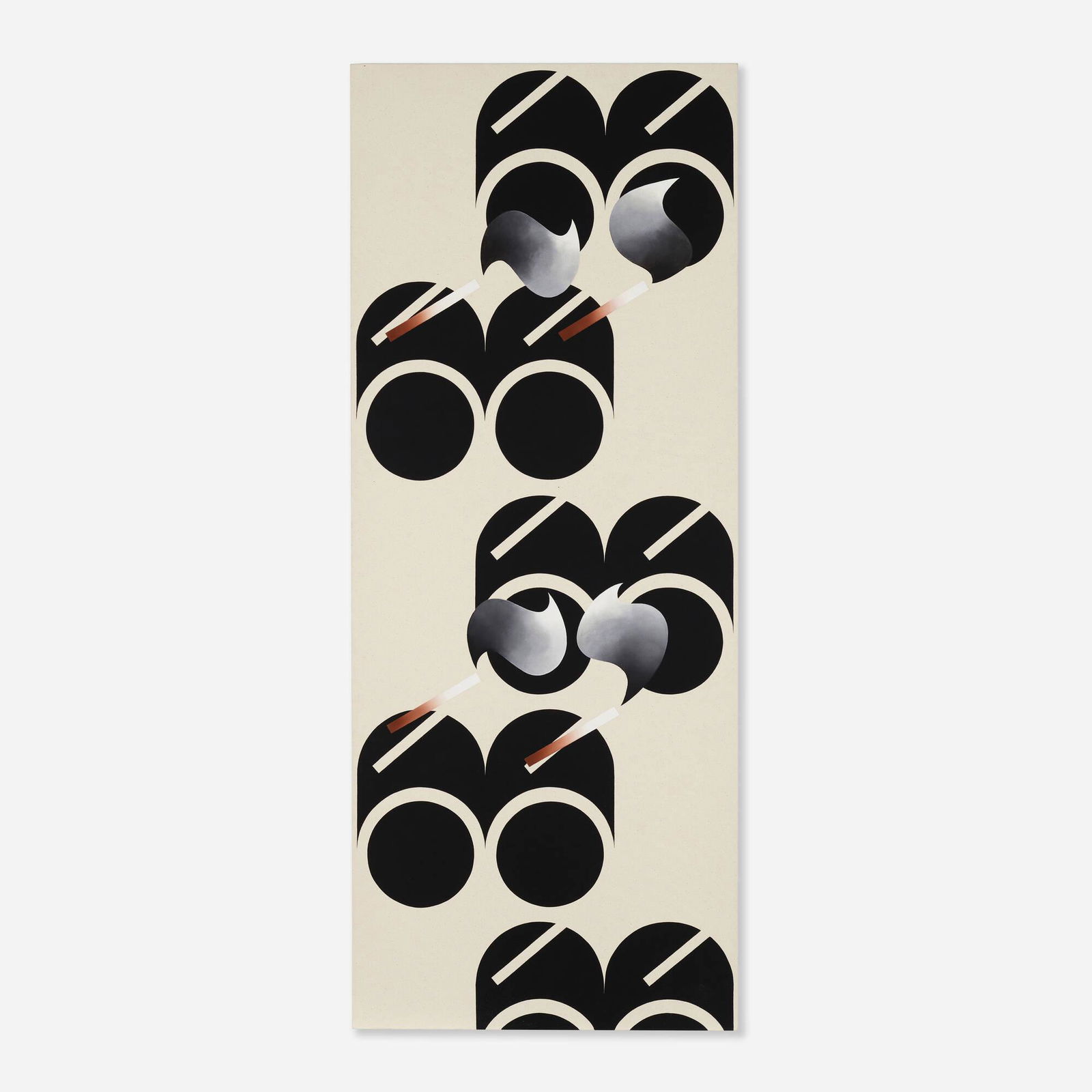 Math Bass, Newz!: Math Bass Newz! 2015gouache on canvas 64 h x 24 w in (163 x 61 cm) Signed and dated to verso 'MB 2015'. Provenance: Overduin & Co., Los Angeles | Private Collection