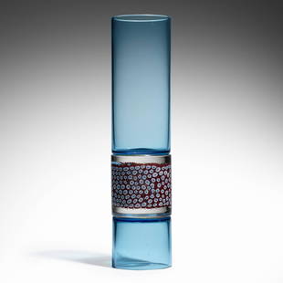 Angelo Barovier, Incalmo vase: Angelo Barovier Incalmo vase Barovier & TosoItaly, 1965incalmo glass with murrine band 13.5 h x 3.25 dia in (34 x 8 cm) Literature: Art of the Barovier: Glassmakers i