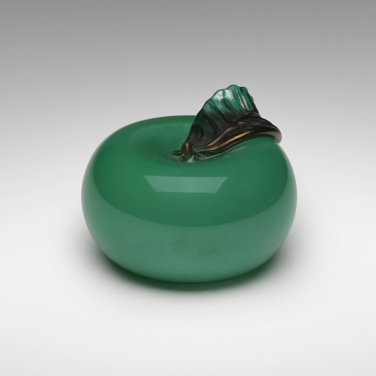 Paolo Venini, Apple: Paolo Venini Apple Venini Italy, c. 1950 glass with applications 2.75 h x 4 w x 4.5 d in (7 x 10 x 11 cm) Signed with three-line acid stamp to underside 'Venini Murano Italia'.