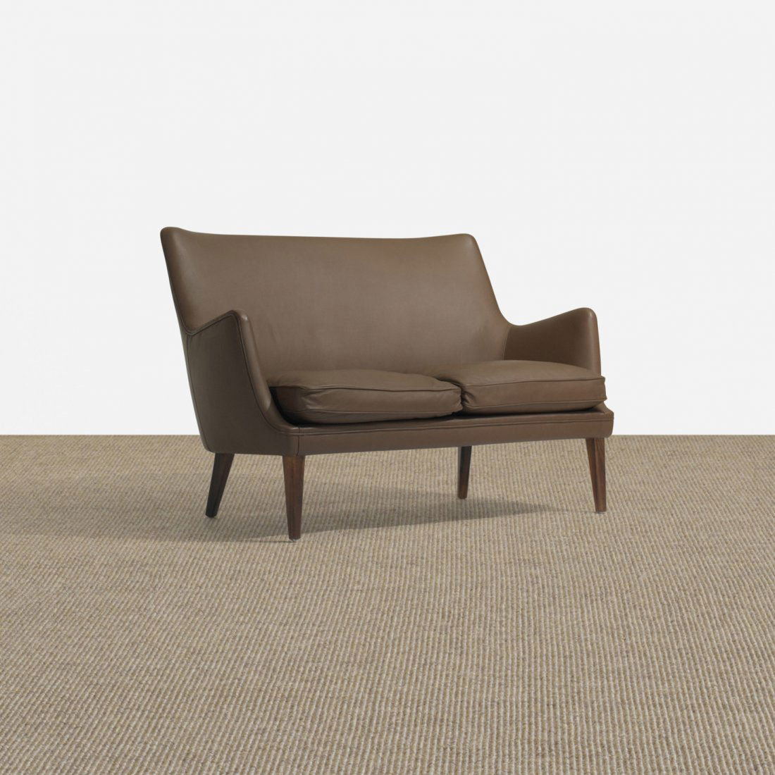 Arne Vodder sofa: Arne Vodder sofa Ivan Schlechter Denmark, 1953 leather, rosewood 49 w x 30 d x 32 h inches