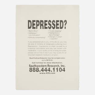 Karl Haendel, Untitled (Depressed): Karl Haendel Untitled (Depressed) 2001 graphite on Arches Aquarelle 30.25 h x 22.5 w in (77 x 57 cm) Provenance: Anna Helwing Gallery, Los Angeles | Private Collection This work will ship from