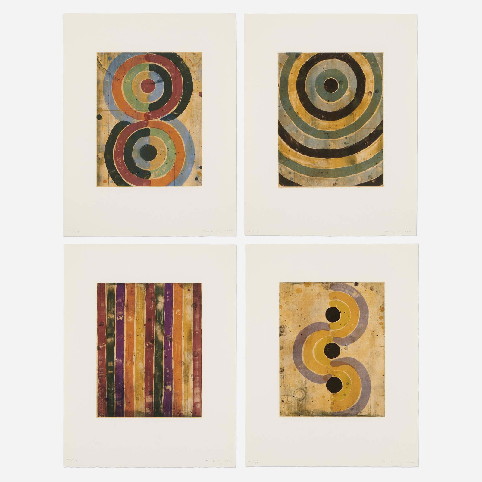 Robert Kelly, Conversos I, II, III, IV: Robert Kelly Conversos I; Conversos II; Conversos III; Conversos IV (four works) 1999lithograph with Chine colle image (each): 14 h x 10.875 w in (36 x 28 cm) sheet (each): 23.125 h x 18 w in (59