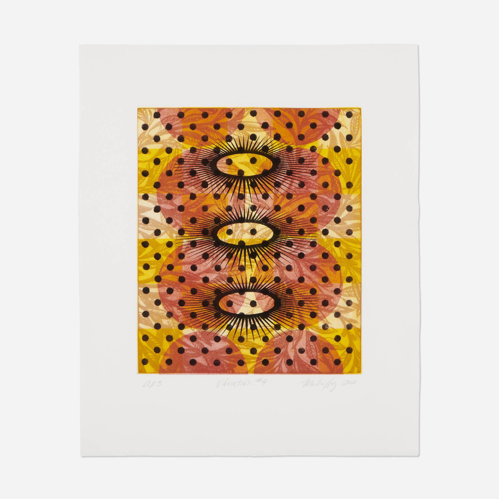 Rae Mahaffey, Variation #4: Rae Mahaffey Variation #4 2000 vitreograph monotype image: 11.375 h x 9.875 w in (29 x 25 cm) sheet: 18.125 h x 15 w in (46 x 38 cm) Signed, titled, dated and numbered to lower edge 'AP 3 Va