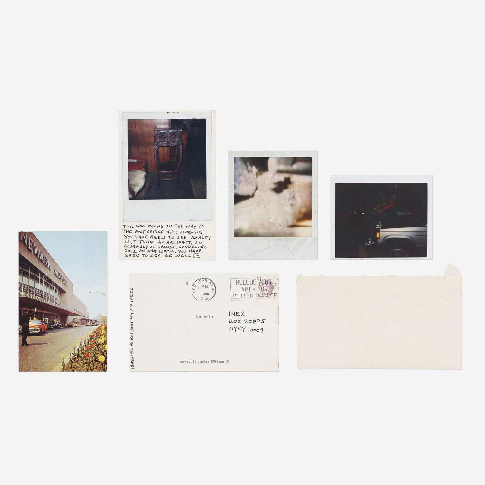 Carl Andre, Collection of mail ephemera, six (1 of 2)