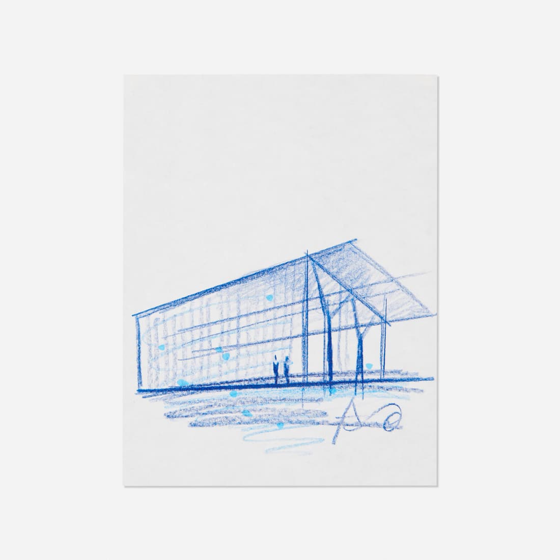 Tadao Ando, Architectural sketch: Tadao Ando Architectural sketch (The Modern Art Museum of Fort Worth) crayon and marker on paper 8.75 h x 6.75 w in (22 x 17 cm) Sketch features the Modern Art Museum of Fort Worth, Texas designed b