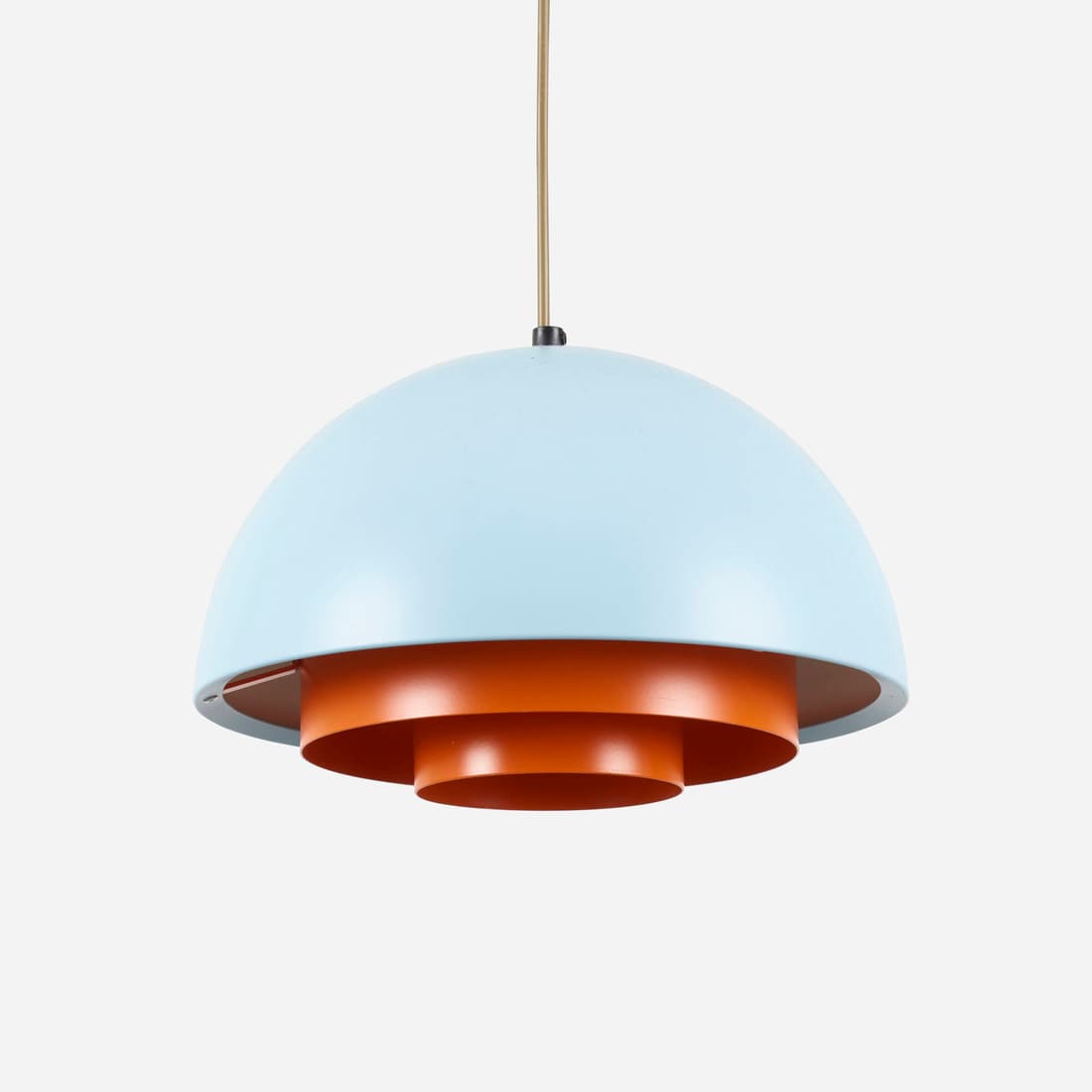 Jo Hammerborg, Milieu hanging lamp: Jo Hammerborg Milieu hanging lamp Fog & MorupDenmark, c. 1975enameled steel 7.5 h x 11.5 dia in (19 x 29 cm) This work will ship from Chicago, Illinois.