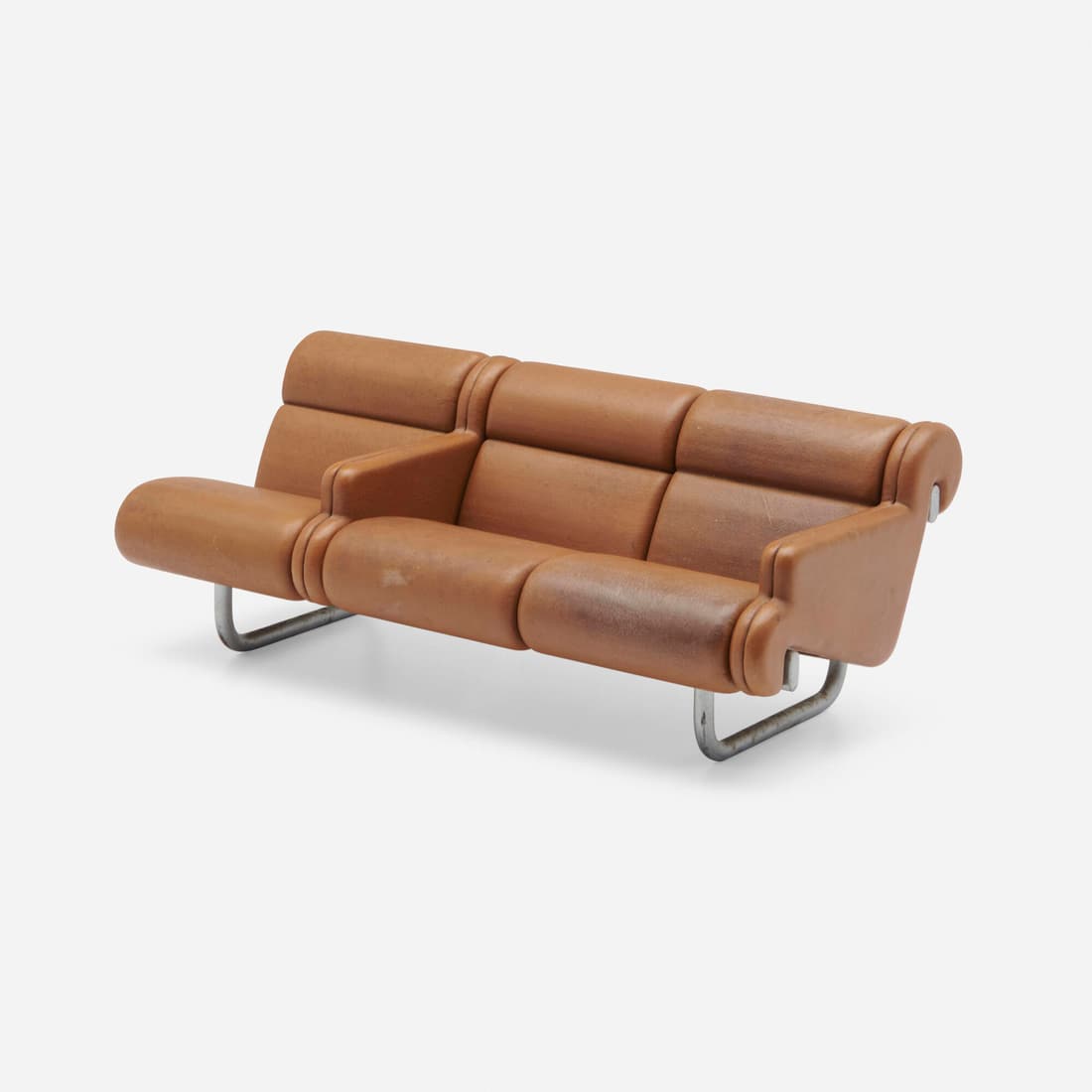 Richard Schultz, Model for 1463 sofa: Richard Schultz Model for 1463 sofa USA, c. 1970leather, enameled steel 6.75 h x 17.75 w x 8.5 d in (17 x 45 x 22 cm) Sofa features three removable seat sections and two armrest sections for a