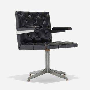 Ward Bennett, Armchair: Ward Bennett Armchair Lehigh LeopoldUSA, c. 1965leather, aluminum 33 h x 24.75 w x 23 d in (84 x 63 x 58 cm) Cast manufacturer's mark to underside of base 'Patent Pending 04453'. <