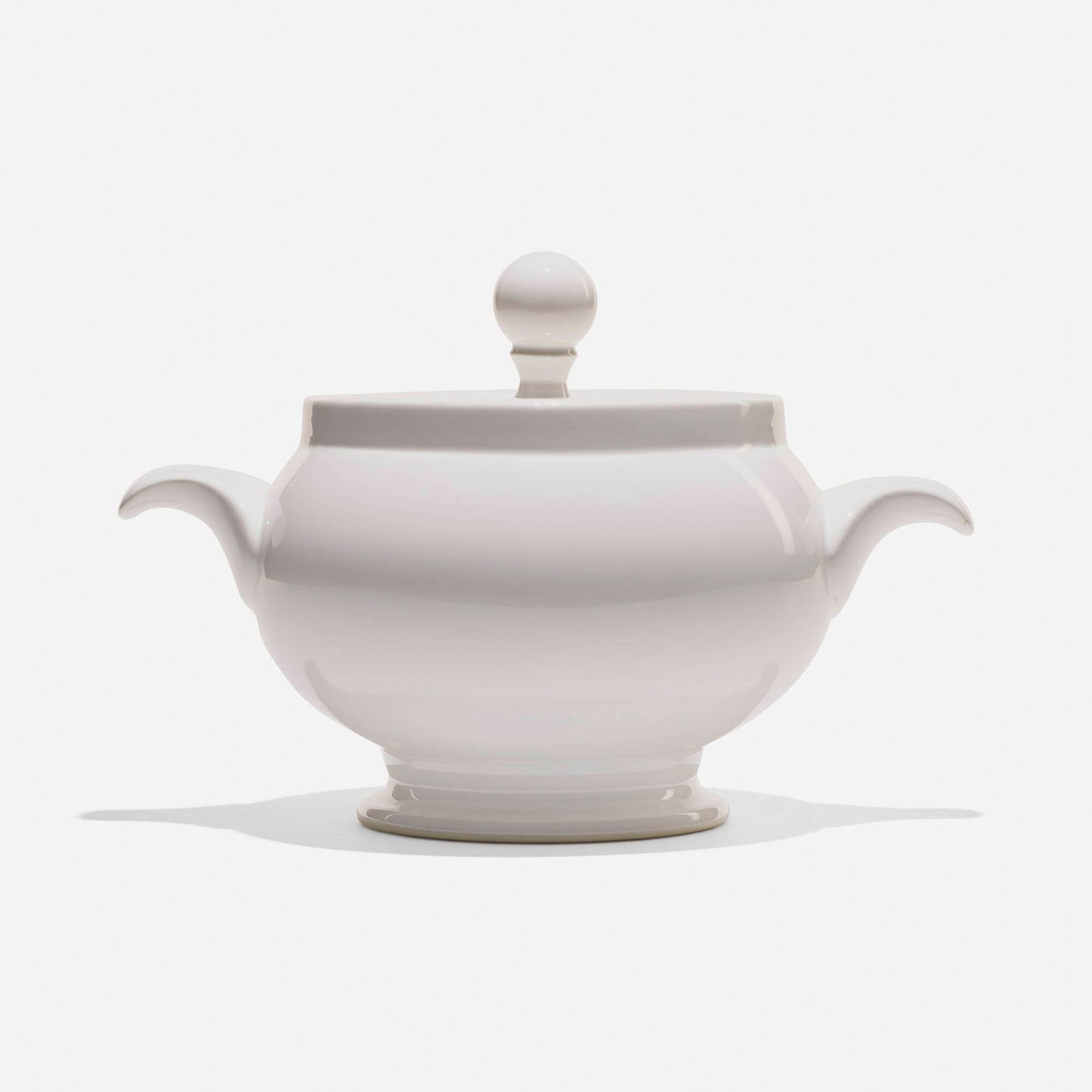 Eva Zeisel, Pinnacle lidded bowl: Eva Zeisel Pinnacle lidded bowl International China Semi-PorcelainHungary / Japan, c. 1985glazed ceramic 7.75 h x 11.25 w x 7.75 d in (20 x 29 x 20 cm) Stamped manufacturer's mark to und