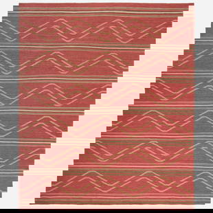 Contemporary, Navajo-style flatweave carpet: Contemporary Navajo-style flatweave carpet 21st centuryhand-woven wool 141 w x 163 l in (358 x 414 cm)
