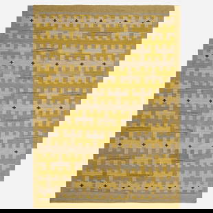 Contemporary, Swedish-style flatweave carpet: Contemporary Swedish-style flatweave carpet 21st centuryhand-woven wool 104.5 w x 143 l in (265 x 363 cm) This work will ship from Chicago, Illinois.