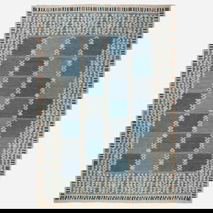 Contemporary, Swedish-style flatweave carpet: Contemporary Swedish-style flatweave carpet 21st centuryhand-woven wool 147 w x 214 l in (373 x 544 cm)