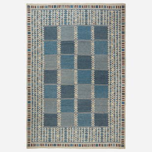 Contemporary, Swedish-style flatweave carpet: Contemporary Swedish-style flatweave carpet 21st centuryhand-woven wool 147 w x 214 l in (373 x 544 cm)