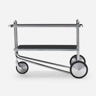 Marcel Breuer, Tea cart, model B54: Marcel Breuer Tea cart, model B54 Matrix InternationalHungary / Italy, 1928 / c. 1990chrome-plated steel and aluminum, acrylic 30 h x 39.25 w x 23 d in (76 x 100 x 58 cm) Cart features o