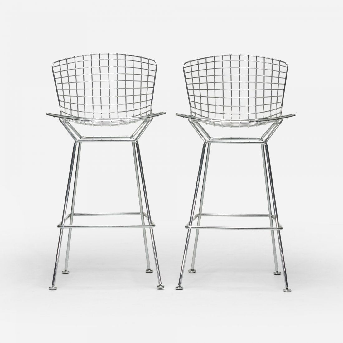 Harry Bertoia bar stools, pair: Harry Bertoia bar stools, pair Knoll International USA, 1952/c. 1985 chrome-plated steel, plastic 21 w x 22 d x 41 h inches