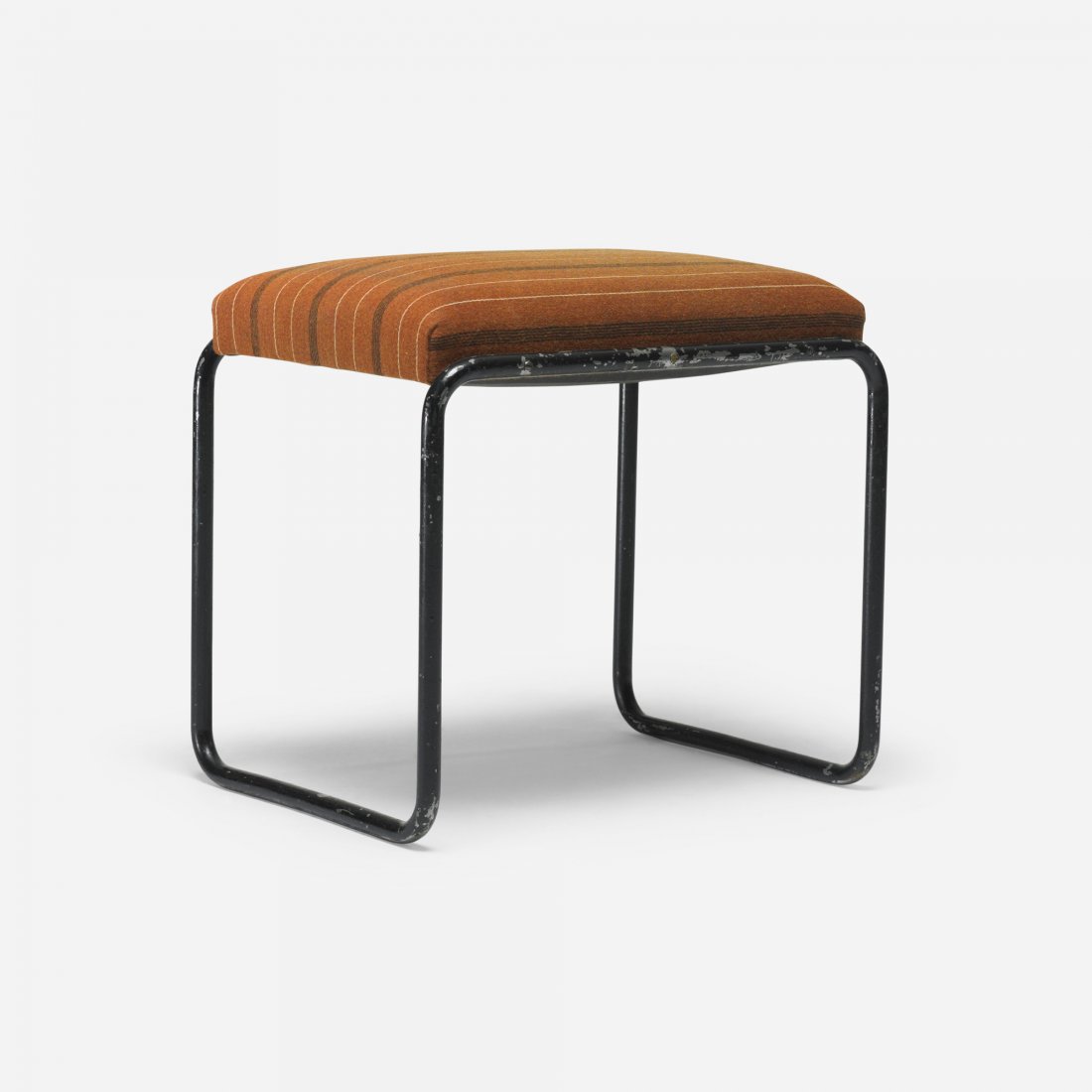 Marcel Breuer stool: Marcel Breuer stool Thonet Hungary, c. 1930/c. 1960 enameled steel, upholstery 20 w x 15 d x 19 h inches