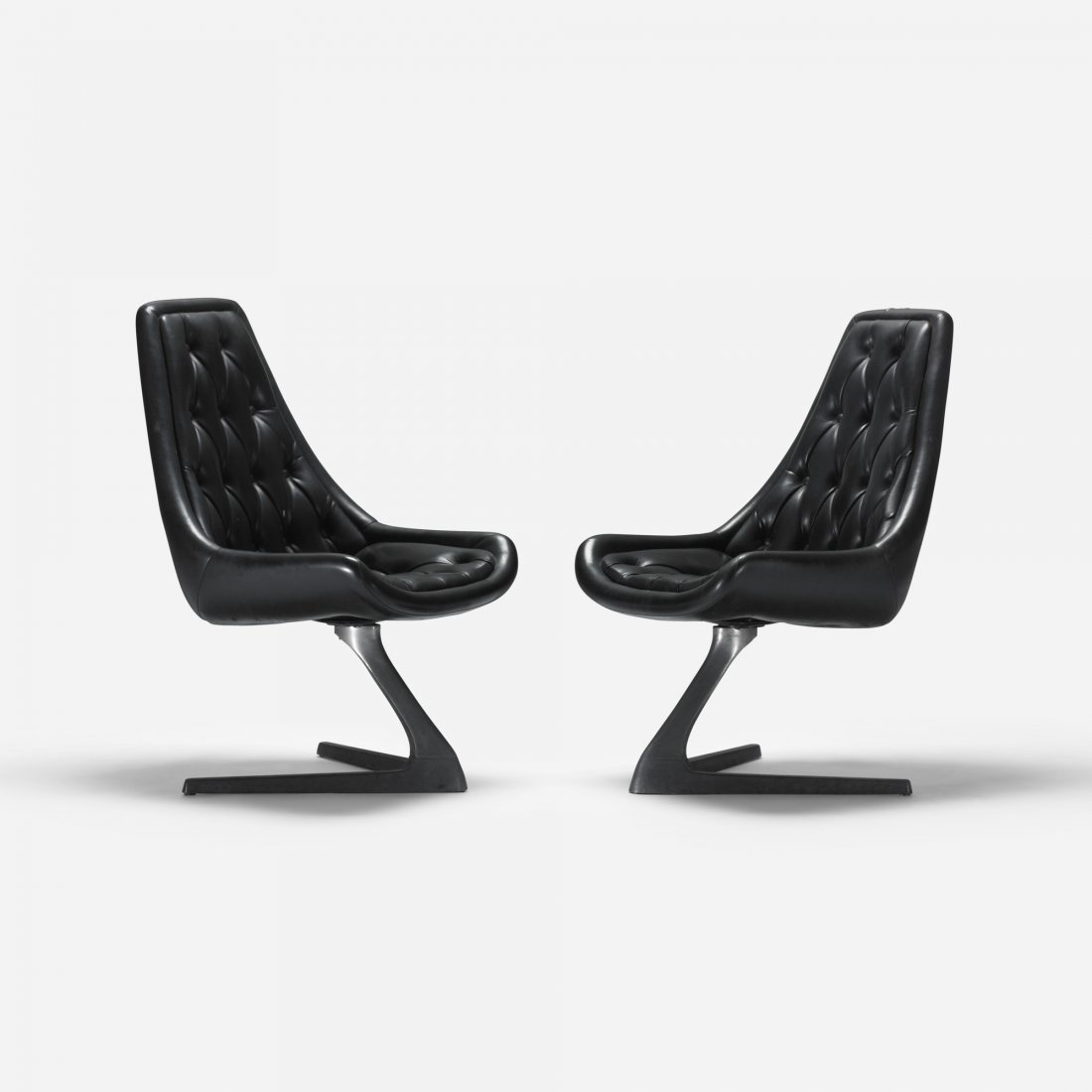 Chromcraft Sculpta lounge chairs, pair: Chromcraft Sculpta lounge chairs, pair USA, c. 1965 vinyl, cast aluminum 22 w x 27 d x 37.5 h inches This model was featured on the original Star Trek series.