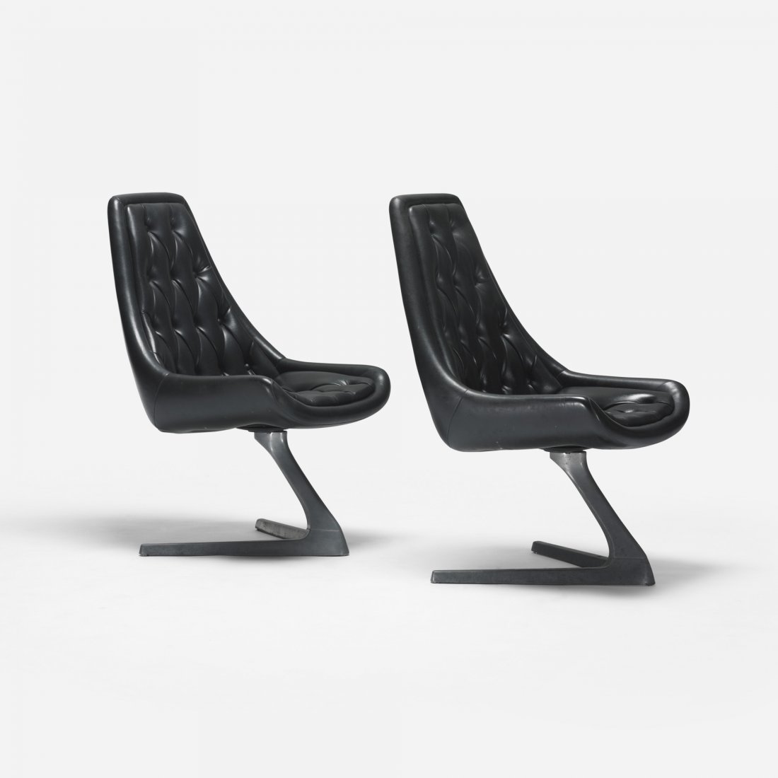 Chromcraft Sculpta lounge chairs, pair: Chromcraft Sculpta lounge chairs, pair USA, c. 1965 vinyl, cast aluminum 22 w x 27 d x 37.5 h inches This model was featured on the original Star Trek series.