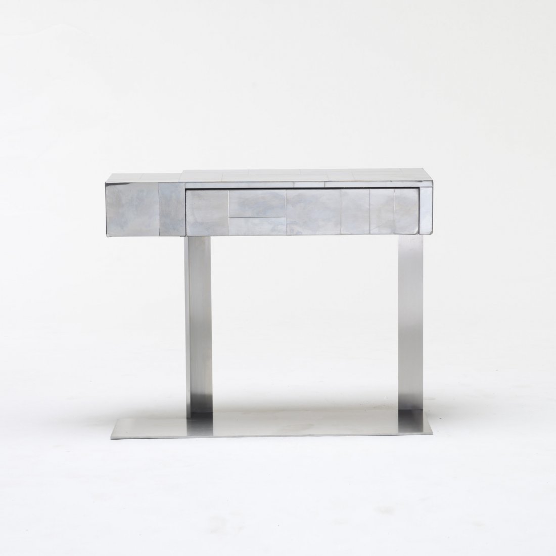 Paul Evans Cityscape console: Paul Evans Cityscape console Directional USA, c. 1975 chrome-plated steel, stainless steel 36 w x 12.5 d x 29 h inches