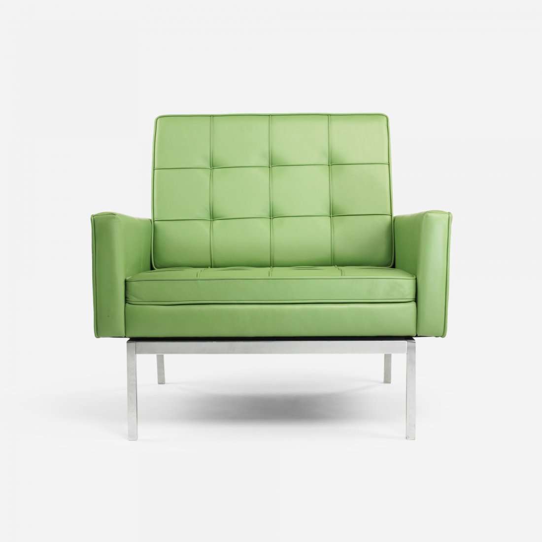 Florence Knoll lounge chair,: Florence Knoll lounge chair, Knoll International USA, 1955/c. 1965 leather, matte chrome-plated steel 34 w x 32 d x 31 h inches Literature: Knoll Furniture 1938-1960, Rouland and Rouland, pg. 93