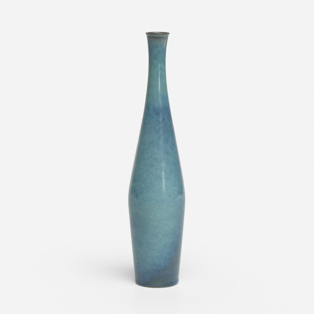 Stig Lindberg vase: Stig Lindberg vase Gustavsberg Sweden, c. 1965 glazed stoneware 2.75 dia x 11.75 h inches Incised signature and studio mark to underside: [Stig L]. Signed with decal studio labels to underside: [Gusta