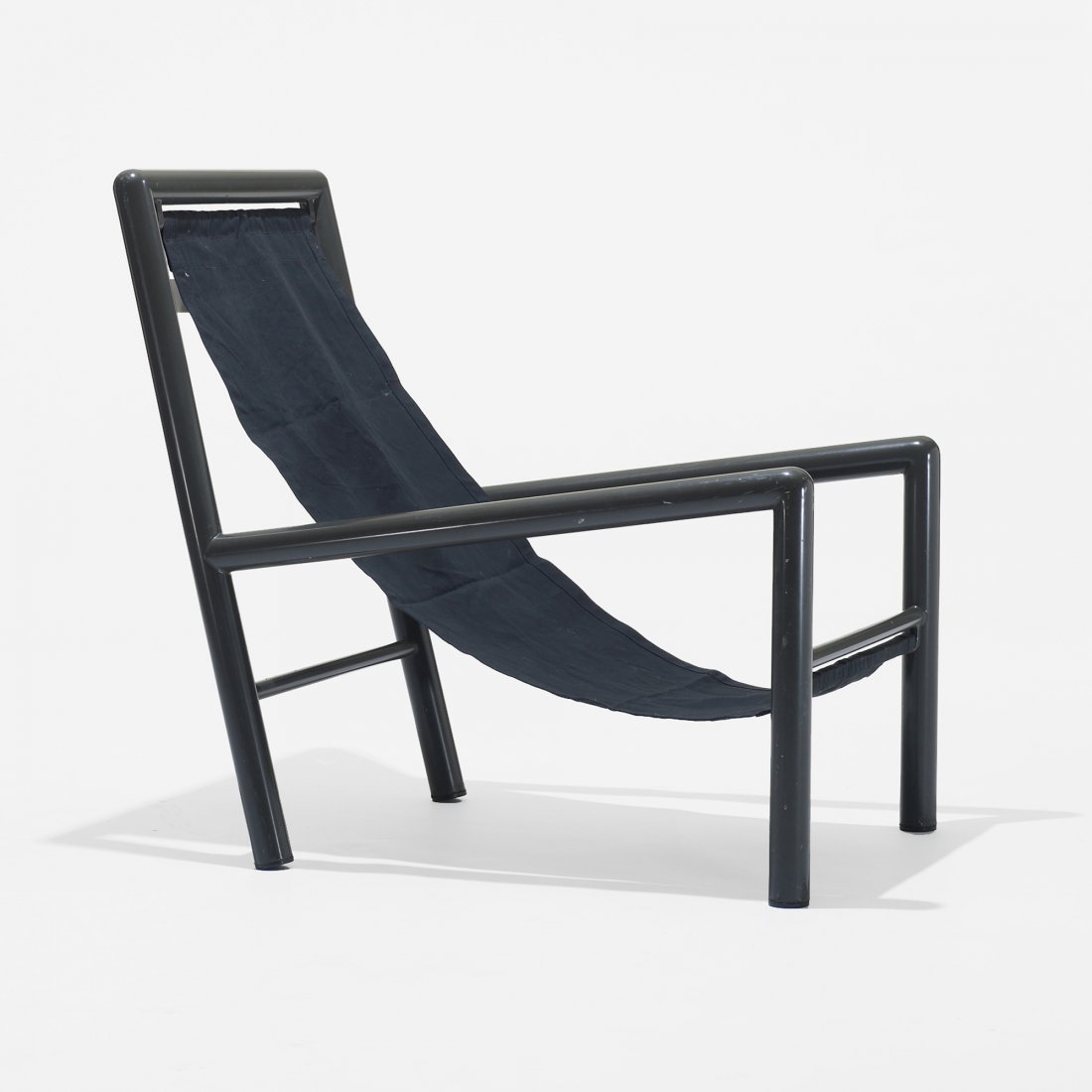Robert Mallet-Stevens lounge chair: Robert Mallet-Stevens lounge chair Ecart International France, 1927/c. 1980 enameled steel, canvas 23.5 w x 38 d x 36 h inches