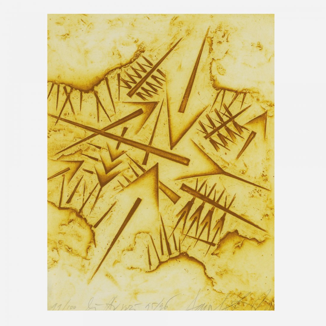 Arnaldo Pomodoro untitled: Arnaldo Pomodoro untitled Italy, 1995 embossed paper 9 h x 7 w inches Signed and numbered to lower edge '99/100 95/96 Arnaldo Pomodoro'. This work is number 99 from the edition of 100.