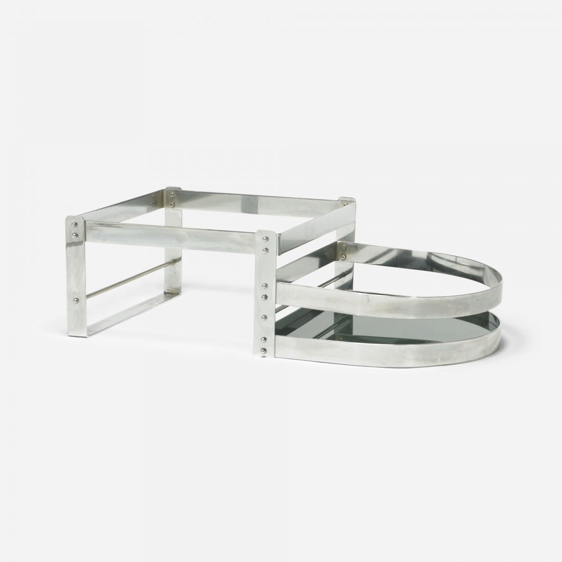 Willy Rizzo Low table: Willy Rizzo Low table Italy, c. 1970 chrome-plated steel, glass 26.5 w x 45 d x 13.5 h inches