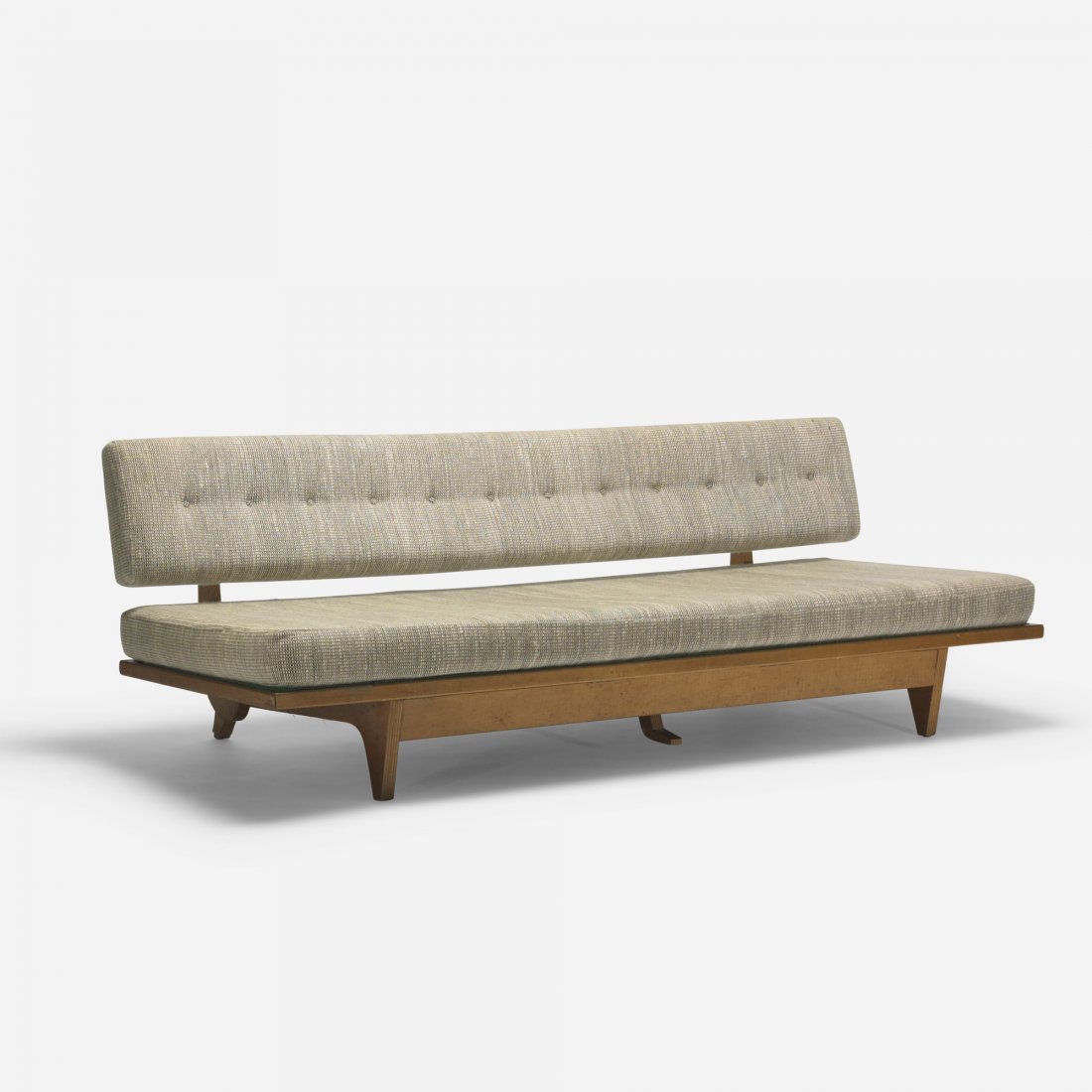 Richard Stein daybed: Richard Stein daybed Knoll Associates USA, 1948 upholstery, birch plywood 77 w x 26 d x 37 h inches Signed with applied manufacturer's label to underside: [Knoll Associates, Inc].