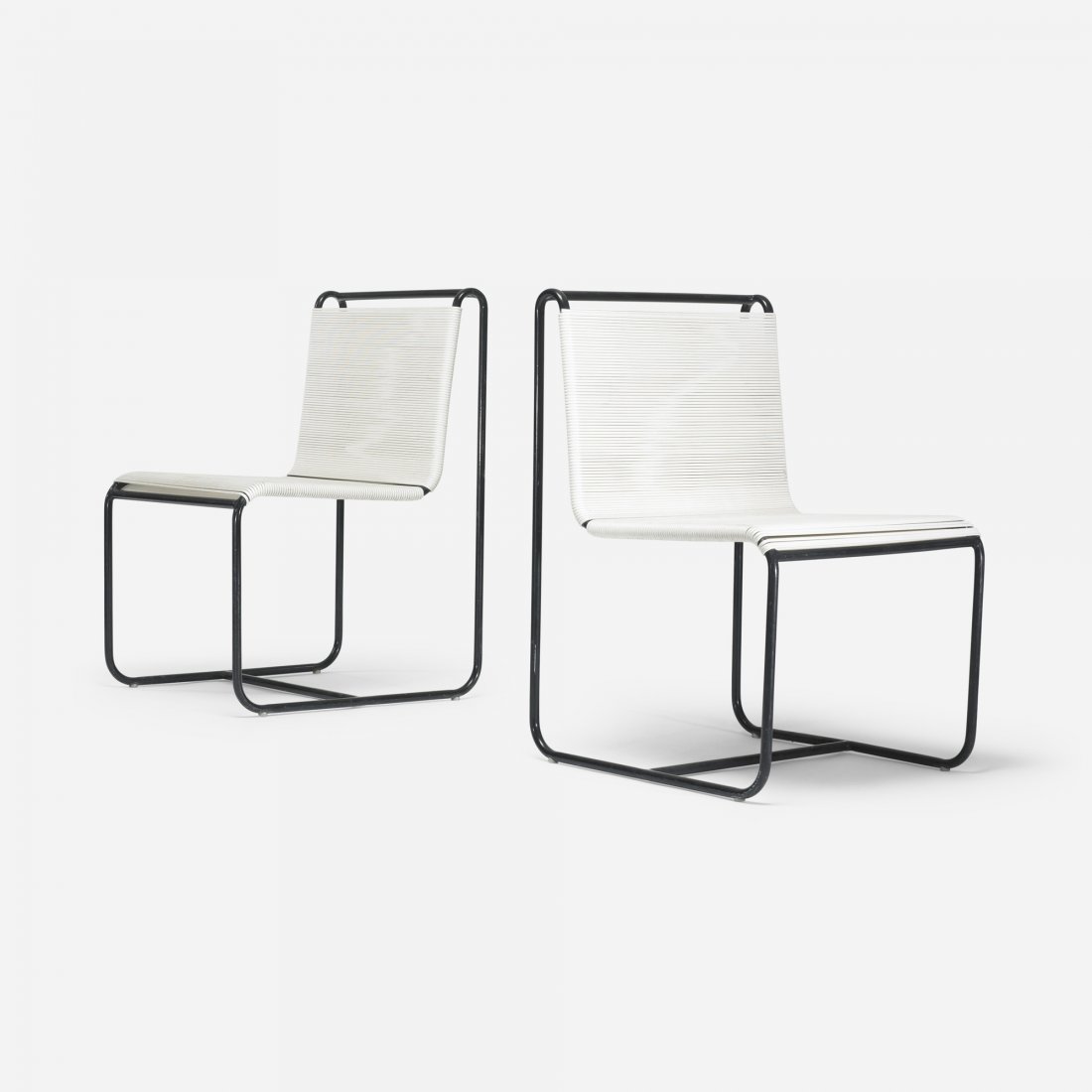 Hendrick Van Keppel and Taylor Green chairs, pair: Hendrick Van Keppel and Taylor Green chairs, pair Brown Jordan USA, c. 1960 enameled steel, plastic cording 22 w x 24.5 d x 34.5 h inches