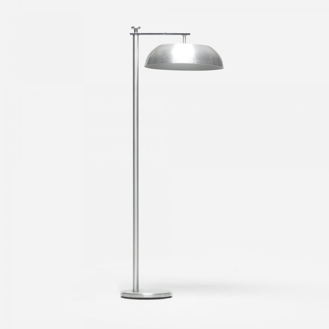 Kurt Versen flip-top floor lamp: Kurt Versen flip-top floor lamp Kurt Versen, Inc. USA, c. 1940 spun aluminum, chrome-plated brass 17 dia x 62.5 h inches