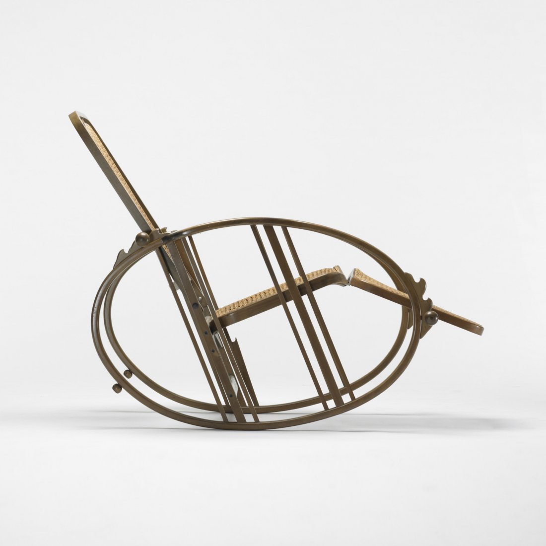 Antonio Volpe rocking chaise, model 267: Antonio Volpe rocking chaise, model 267 Italy, c. 1922/1980 lacquered beech, cane 28.75 w x 52 d x 36 h inches Literature: Bent Wood and Metal Furniture: 1850-1946, Ostergard, pg. 87