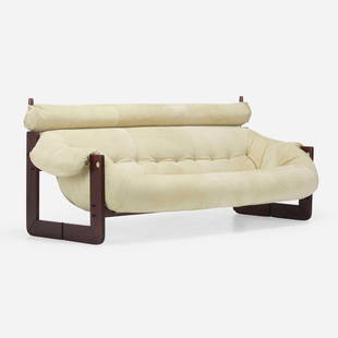 Percival Lafer, MP-97 sofa: Percival Lafer MP-97 sofa Brazil, c. 1965jacaranda, suede, steel 36 h x 85 w x 35 d in (91 x 216 x 89 cm) This work will ship from Lambertville, New Jersey.