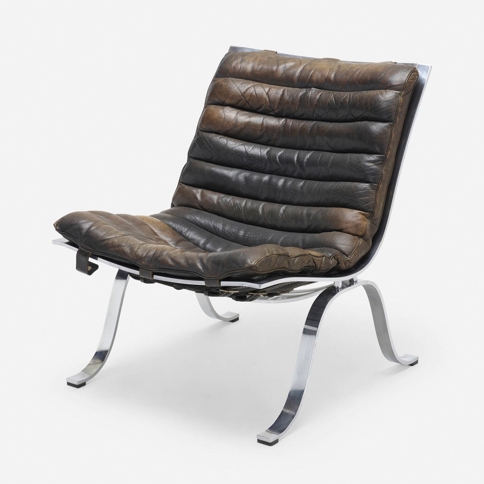 Arne Norell, Ari lounge chair: Arne Norell Ari lounge chair Norell MobelSweden, 1966chrome-plated steel, leather 32 h x 25.75 w x 29 d in (81 x 65 x 74 cm) Decal manufacturer's label to top of frame 'Norell Made in Sw