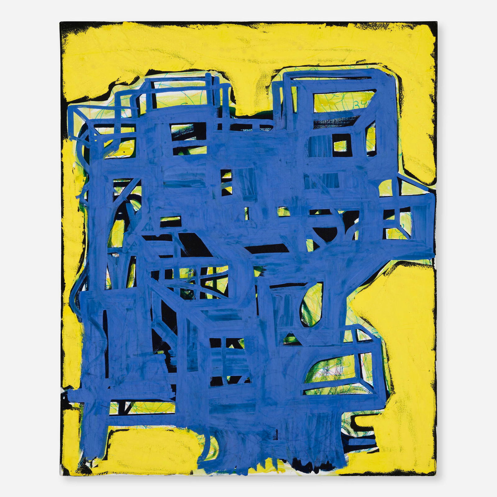 Joanne Greenbaum, Untitled: Joanne Greenbaum Untitled 2007oil, flashe and marker on canvas 24 h x 20 w in (61 x 51 cm) Signed and dated to verso 'Joanne Greenbaum 2007'. This work will ship from Lambe