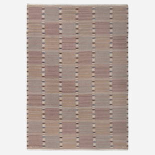 Barbro Nilsson, Falurutan flatweave carpet: Barbro Nilsson Falurutan flatweave carpet Marta Maas-Fjetterstrom ABSweden, 1952hand-woven wool 68 w x 98 l in (173 x 249 cm) Woven signature to edge 'ABMMF BN'. Literatur