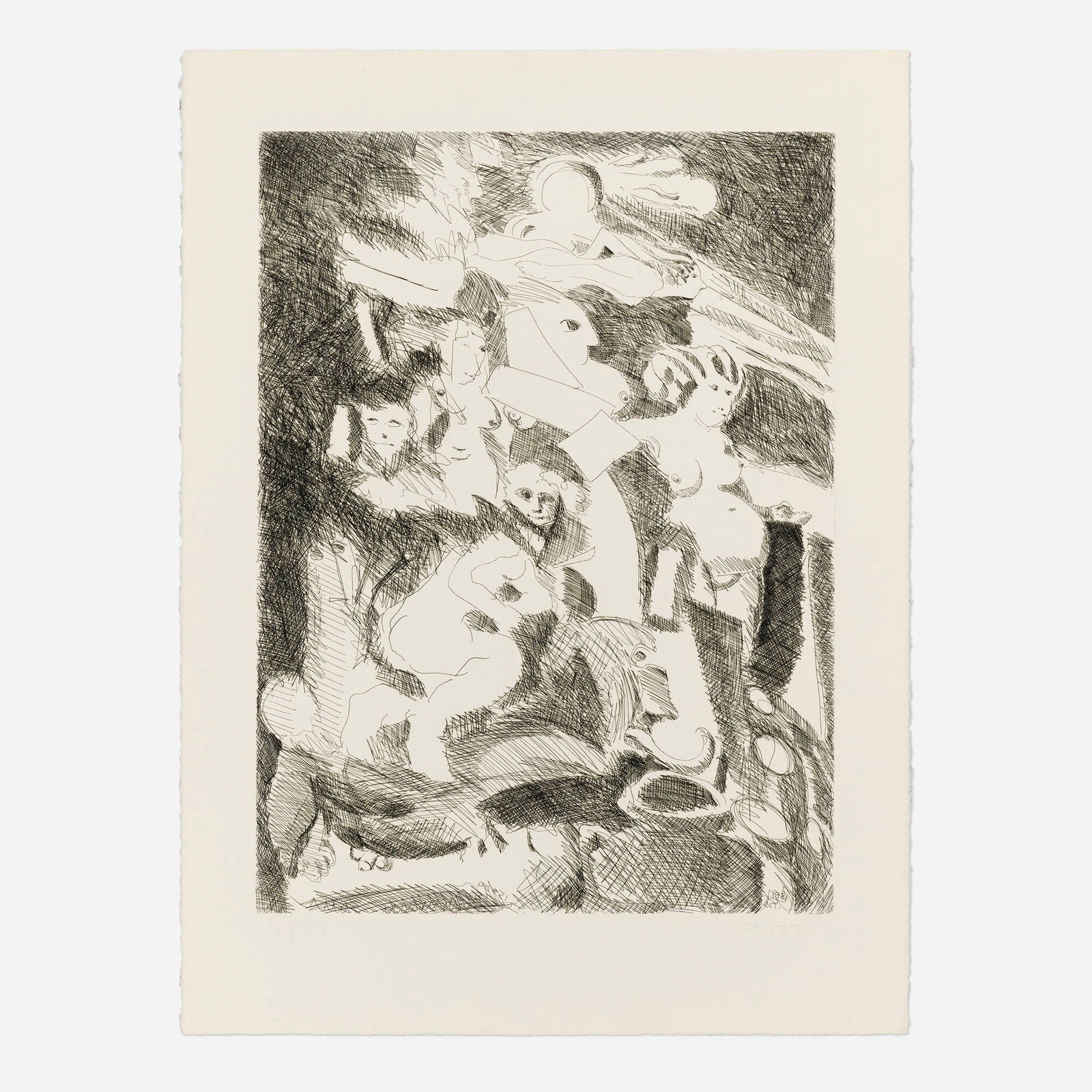 Lucio Pozzi, Untitled: Lucio Pozzi Untitled 1981etching image: 23.75 h x 17.625 w in (60 x 45 cm) sheet: 30 h x 22.5 w in (76 x 57 cm) Signed and numbered to lower edge '12/20 Pozzi'. This work is number 12 from
