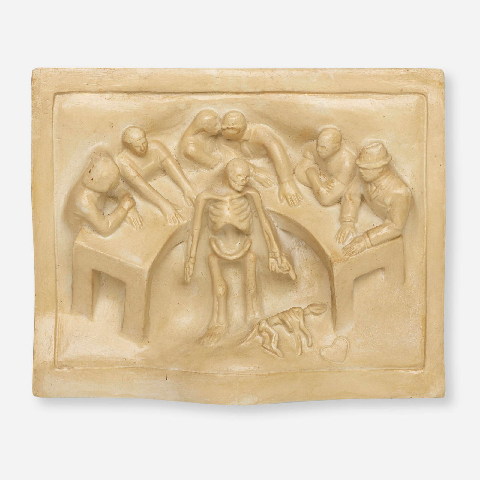 Tom Otterness, Commemorative Plaque: Tom Otterness Commemorative Plaque 1980 / 1982cast plaster 7.5 h x 9.25 w x 2.5 d in (19 x 23 x 6 cm) Signed and dated to verso 'T. Otterness 1980 cast 1982'. Cast signature and date to side '