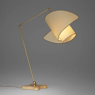 Carlo Mollino, Suora floor lamp: Carlo Mollino Suora floor lamp Italy, 1947 / 1994marble, brass, parchment, leather 68.5 h x 15 w x 43 d in (174 x 38 x 109 cm) This example is from a limited edition reissue produced by Galler