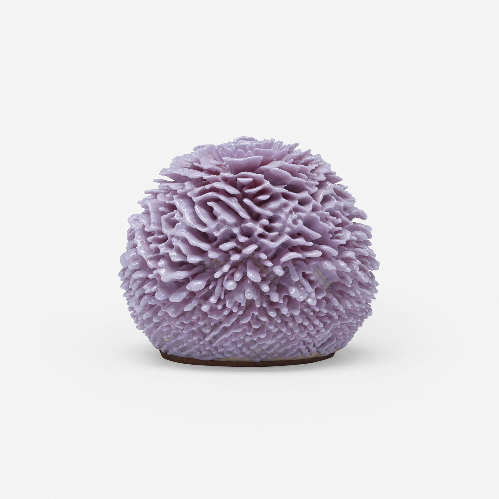 The Haas Brothers (Nikolai and Simon Haas), Urchin Accretion vase: The Haas Brothers (Nikolai and Simon Haas) Urchin Accretion vase USA, 2016color changing slip, glazed porcelain, brass plate 4.5 h x 5.5 dia in (11 x 14 cm) Glaze changes color in accordance w