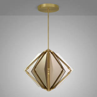 Bec Brittain, Echo 1 chandelier: Bec Brittain Echo 1 chandelier USA, 2016brushed brass, mirrored glass 47 h x 34 dia in (119 x 86 cm) This work will ship from Los Angeles, California.