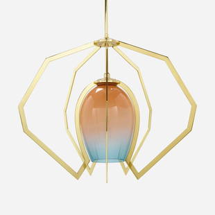 Bec Brittain, Vise Double Fade chandelier: Bec Brittain Vise Double Fade chandelier USA, 2016brass, hand-blown glass 52.5 h x 27 dia in (133 x 69 cm) This work will ship from Los Angeles, California.