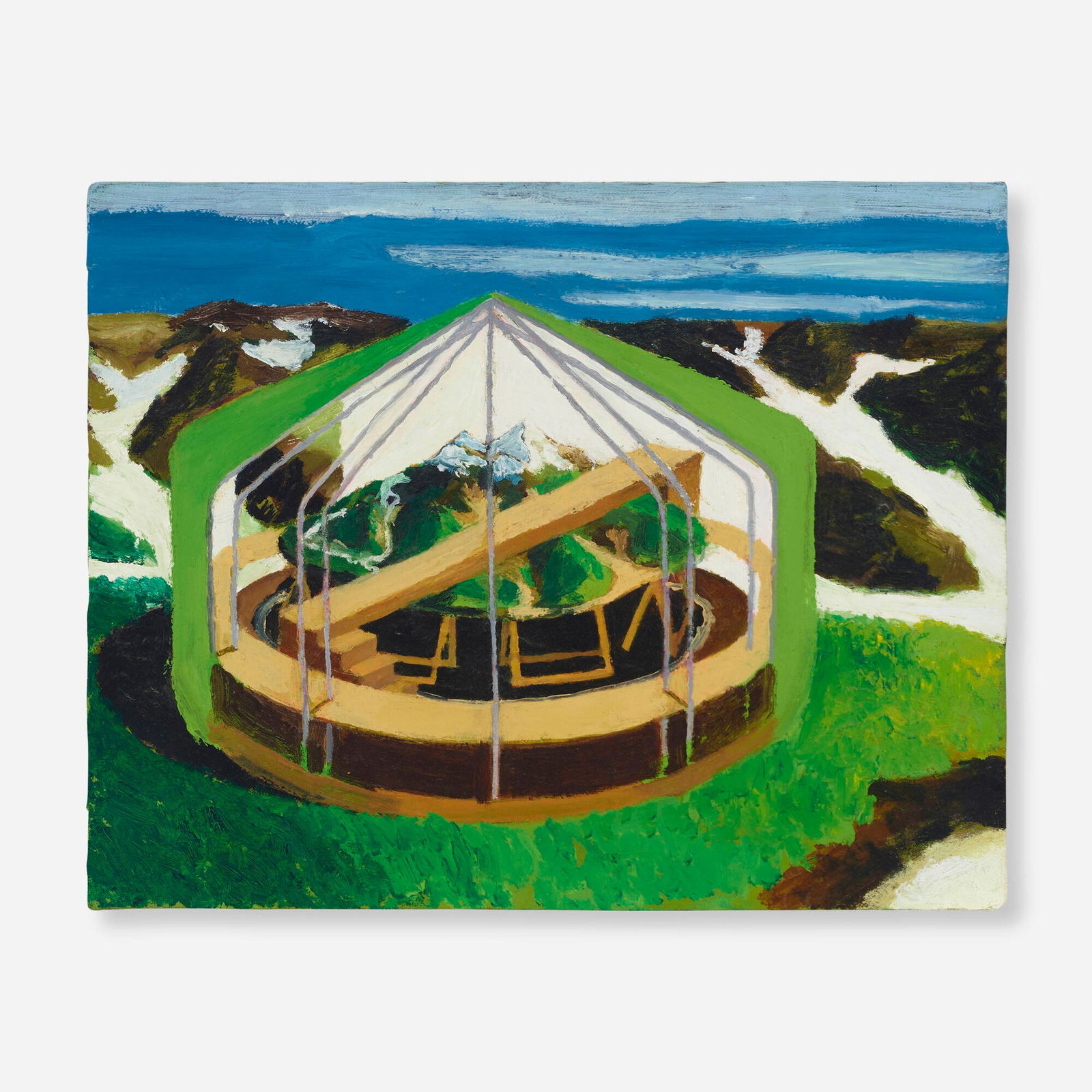 Yutaka Sone, Double River Tent: Yutaka Sone Double River Tent 2002oil on canvas 11 h x 14 w in (28 x 36 cm) Signed and dated to verso 'Yutaka Sone 2002'. Provenance: David Zwirner Gallery, New York |